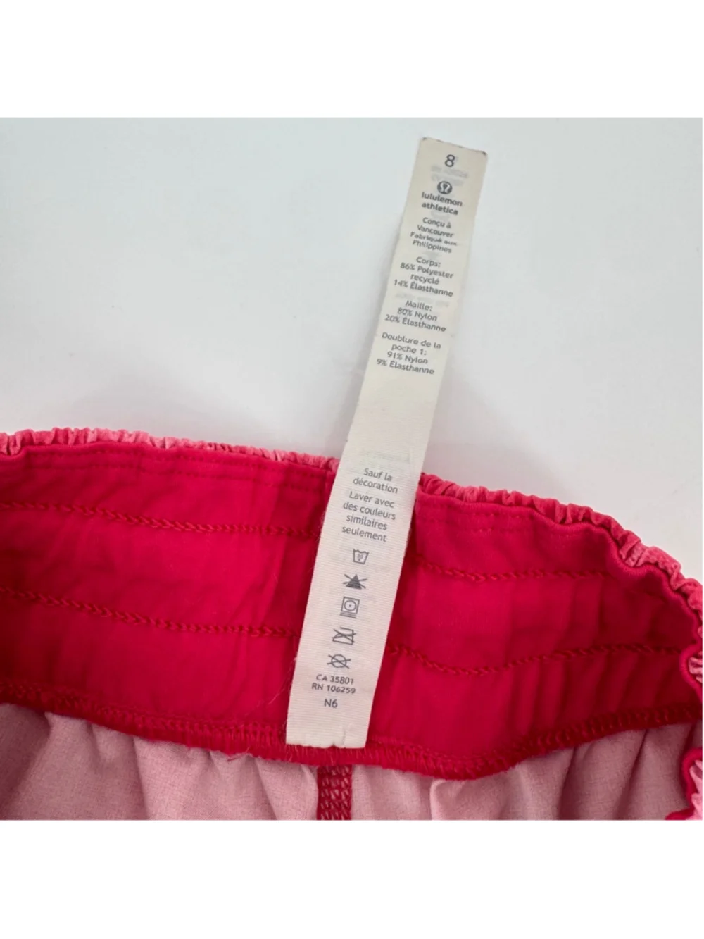 Lululemon Beat The Heat Short Tidal Boom Juice Size 8 Red Pink Tie Dye